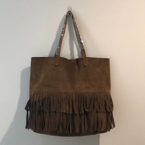 Madewell ‘The Transport’ Suede Tote with Fringe